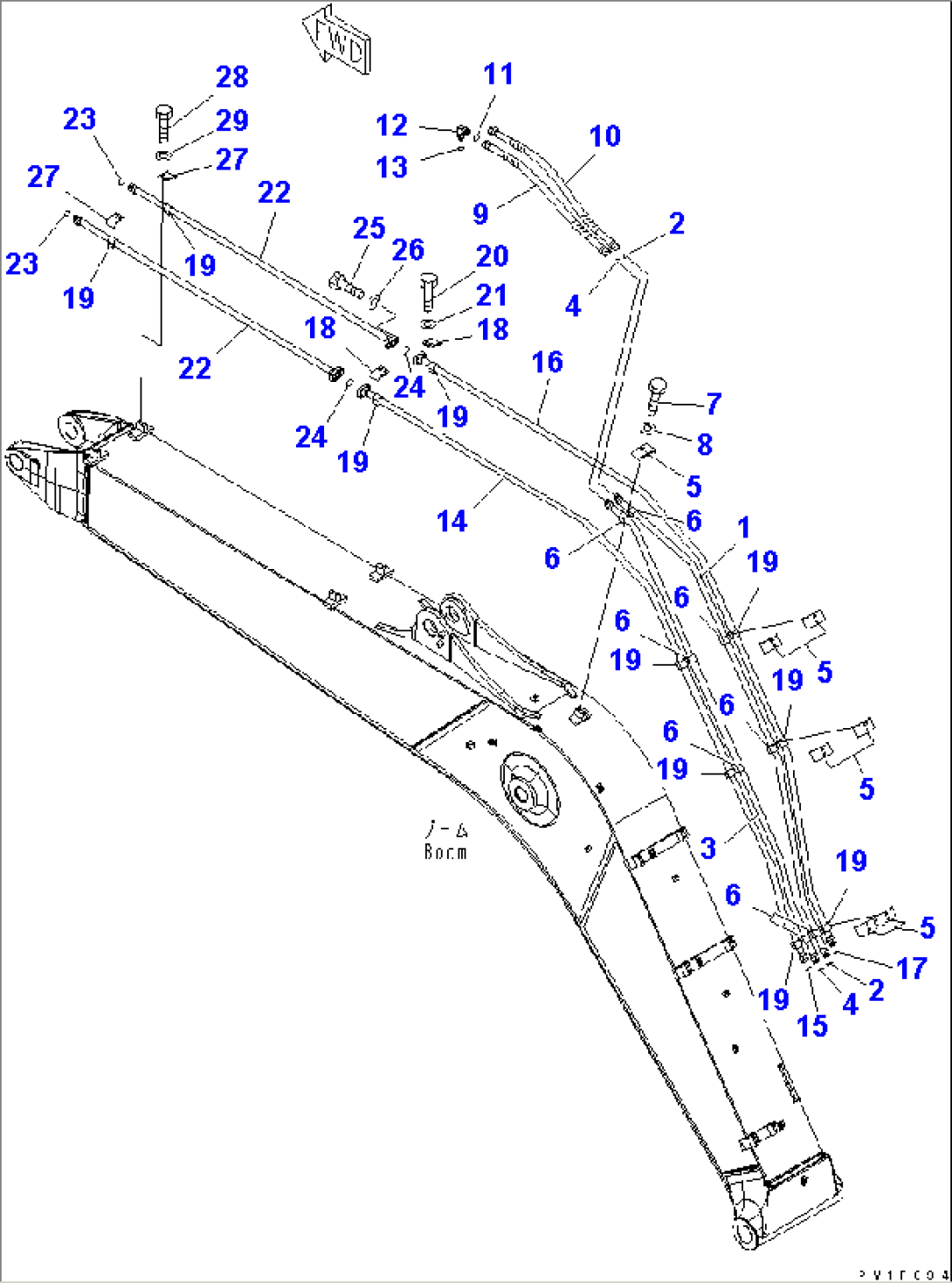 BOOM (ARM CYLINDER LINE AND BUCKET CYLINDER LINE)