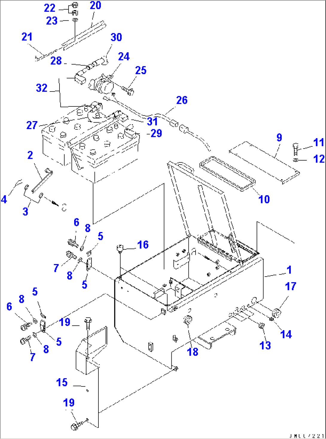 BATTERY BOX (BATTERY MOUNTING PARTS) (R.H.) (RIO TINTO SPEC.)(#50049-)