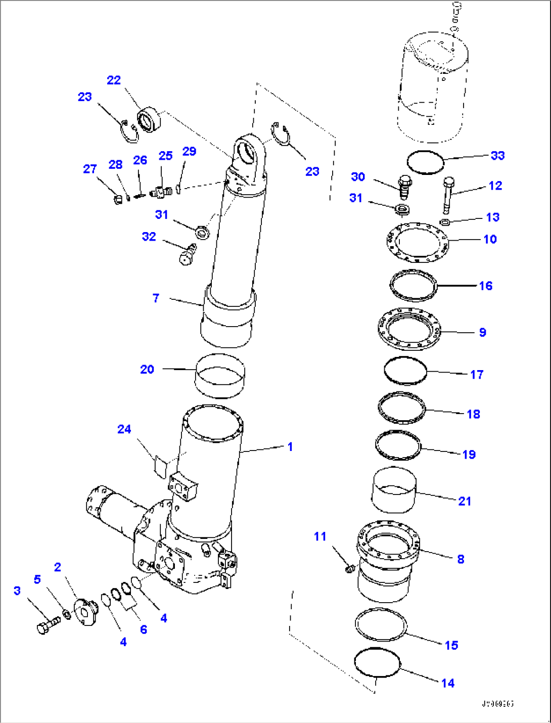 Front Axle, Suspension Cylinder, R.H. (#50001-)