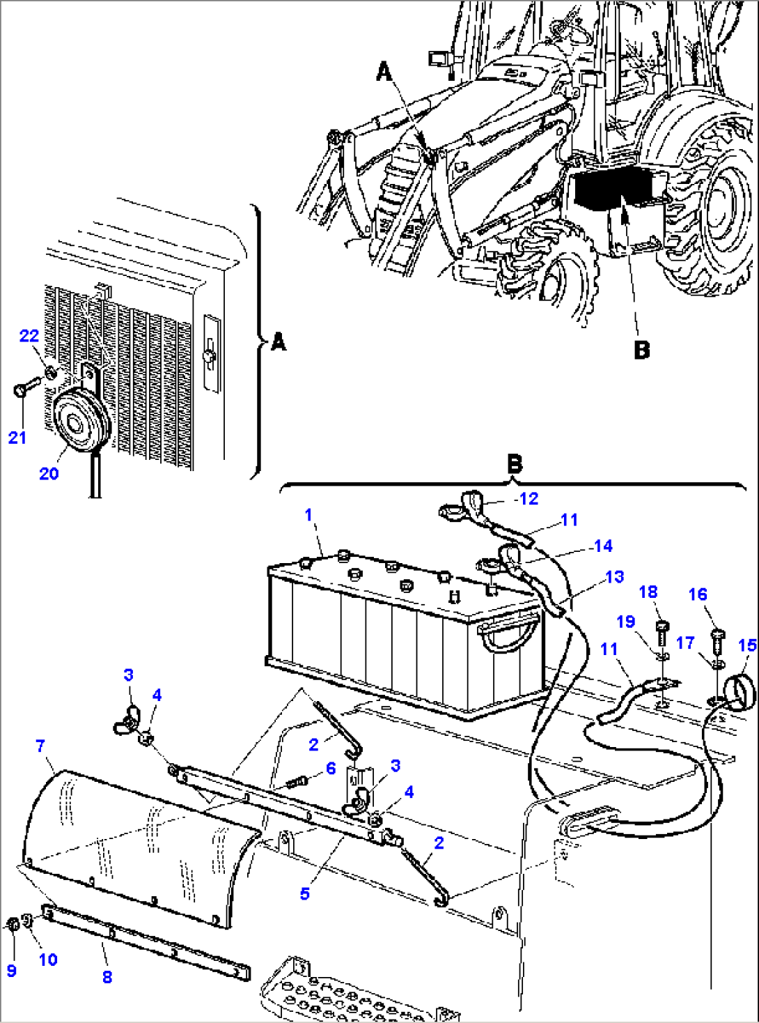 FIG. E1520-02A0 ELECTRICAL SYSTEM - BATTERY AND HORN