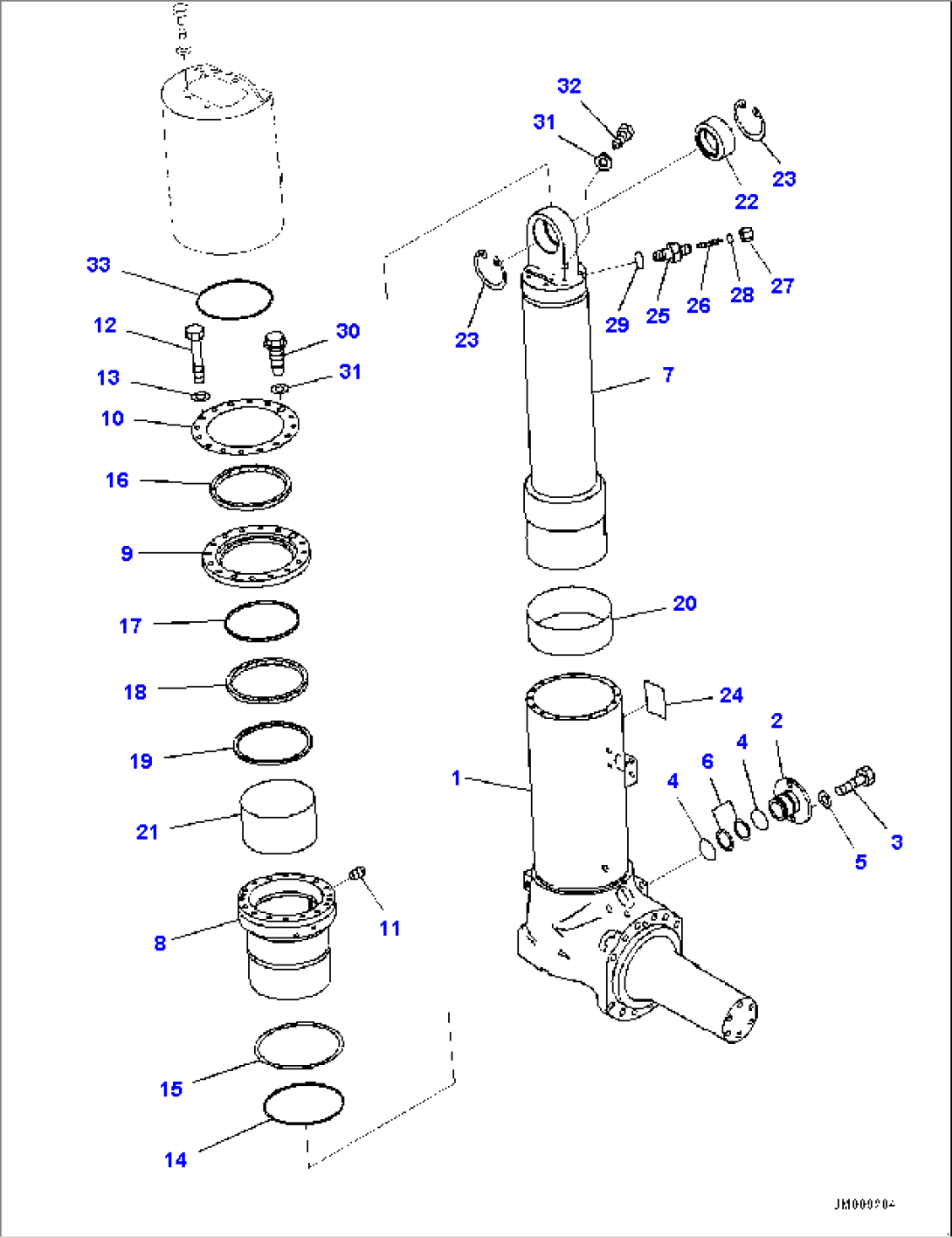 Front Axle, Suspension Cylinder, L.H. (#50001-)