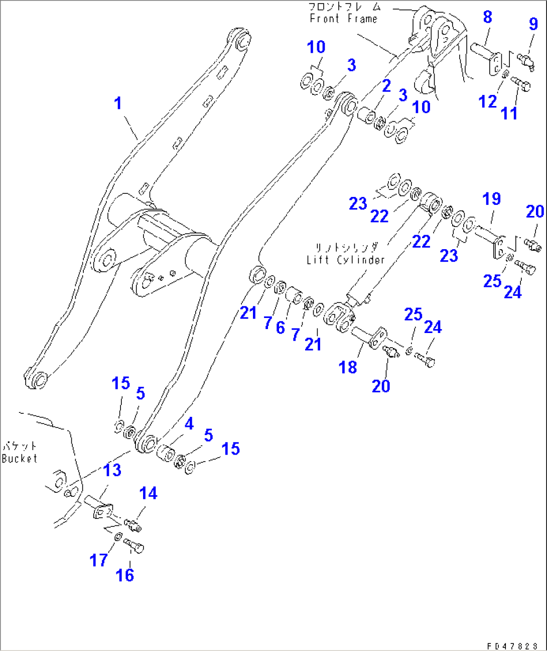 LIFT ARM (WITH BUCKET AUTO LEVELING SYSTEM)(#60001-)