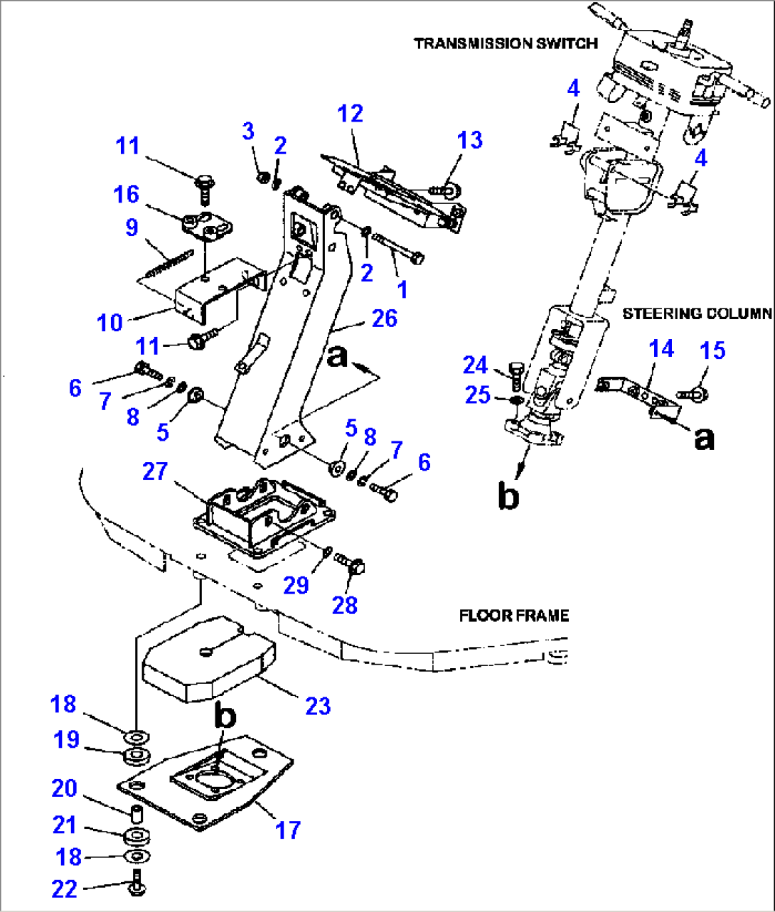 K4420-02A0 WHEEL COLUMN AND STEERING VALVE SUPPORT AND MOUNTING PARTS