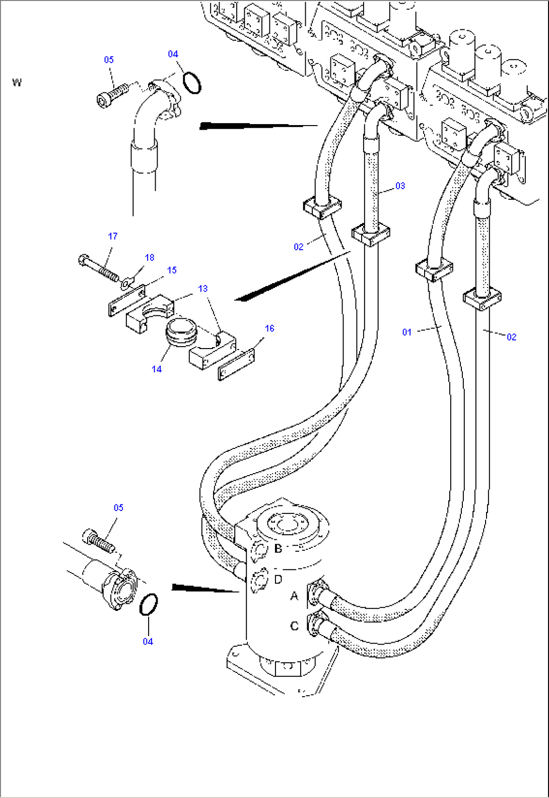 Hoses assy, Control blocks - Rotary joint