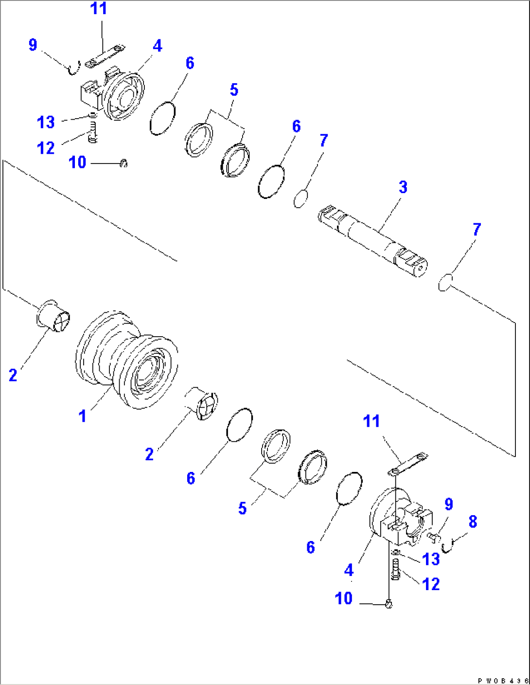 TRACK ROLLER (HD LINK) (SINGLE GROUSER)(#50001-50092)