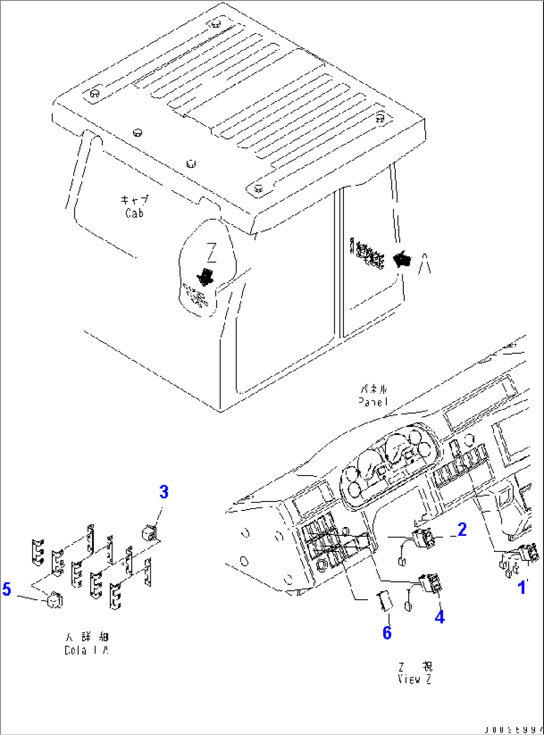 CAB ELECTRICAL (WITH EXHAUST BRAKE¤ SIDE LAMP AND FOG LAMP)(#1016-)