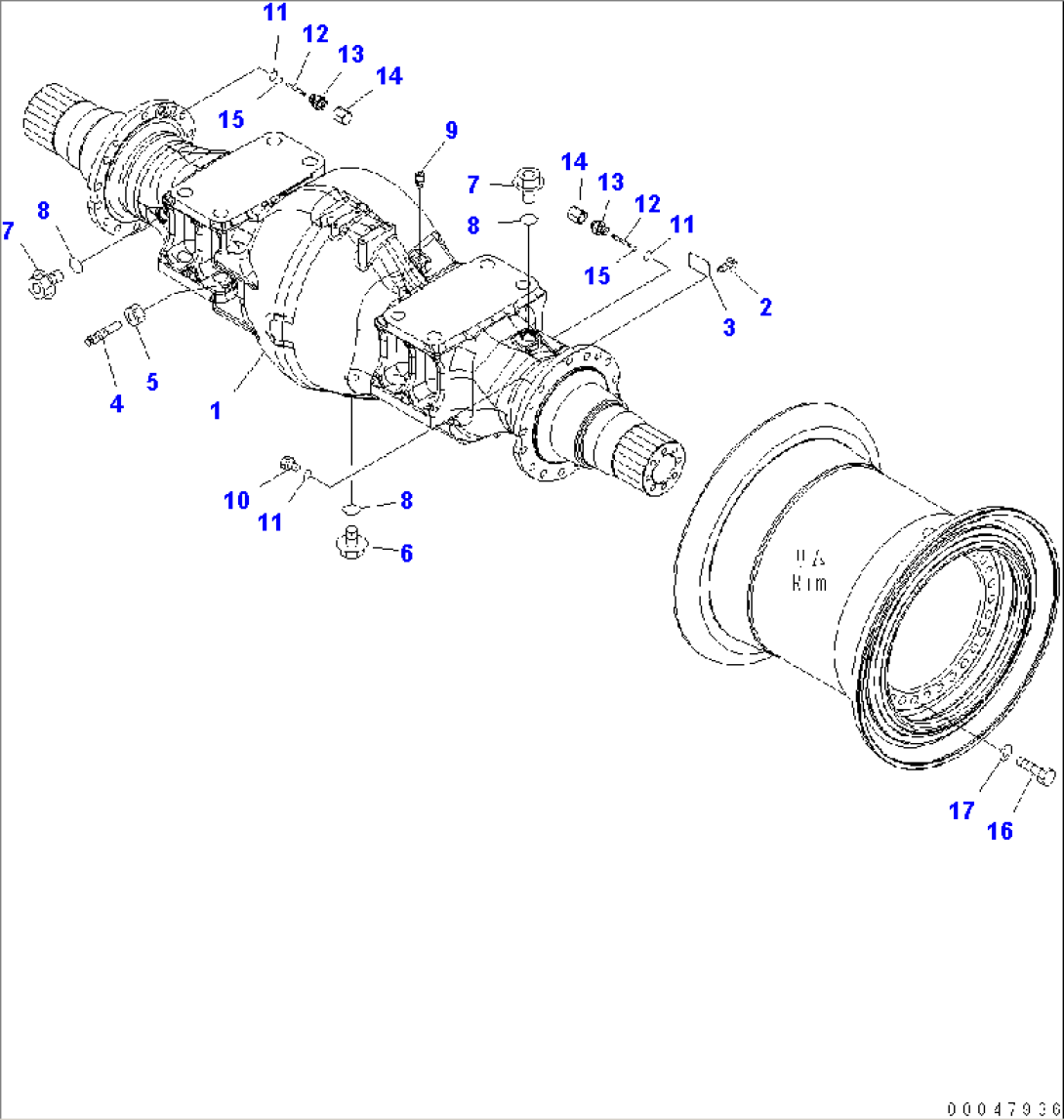 FRONT AXLE (HOUSING RELATED PARTS AND WHEEL MOUNTING PARTS) (STONE HANDLER)