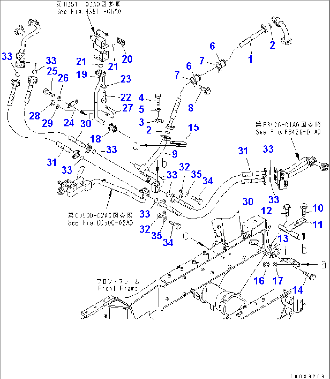BRAKE COOLING PIPING (TRANSMISSION TO FRONT AXLE)(#2785-)