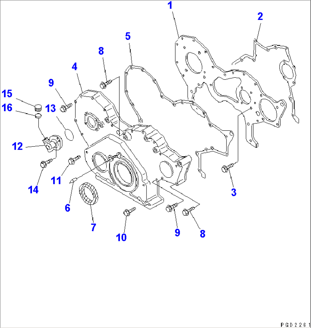FRONT COVER (WITH AIR COMPRESSOR) (GEAR BOX M22X1.5)(#22802-)
