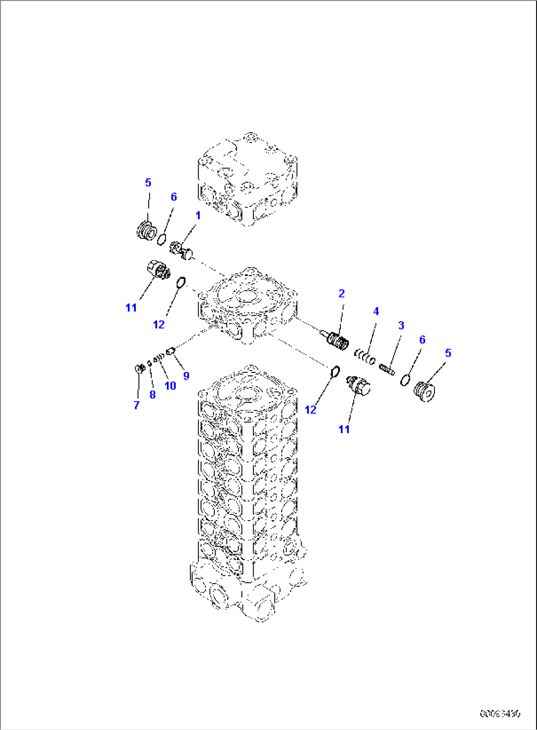 MAIN CONTROL VALVE, FOR MACHINE WITH 2-PIECE BOOM, INNER PARTS (15/15)