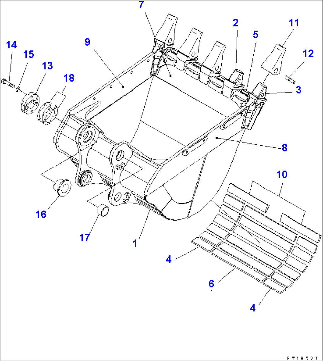 2.8M3 HORIZONTAL PIN TYPE BUCKET(#11001-)