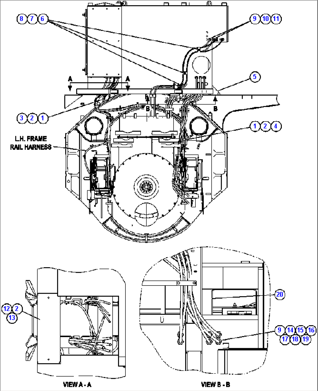 POWER CABLE ROUTING (REAR VIEW)