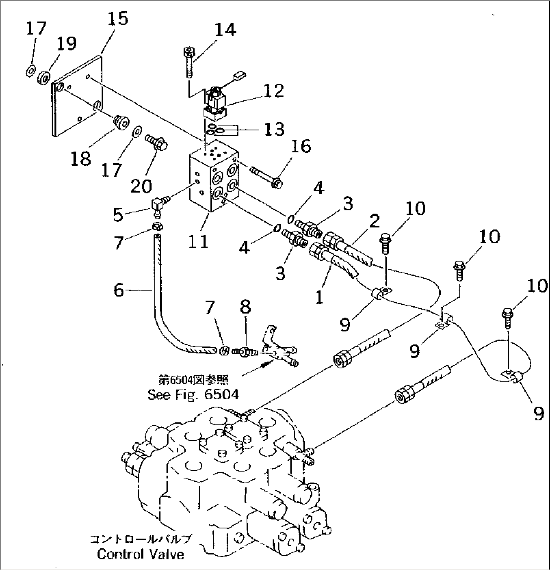 HYDRAULIC PIPING (REMOTE BUCKET POSITIONER SYSTEM LINE) (3/3) (SHUTTLE VALVE TO CONTROL VALVE)(#60001-)