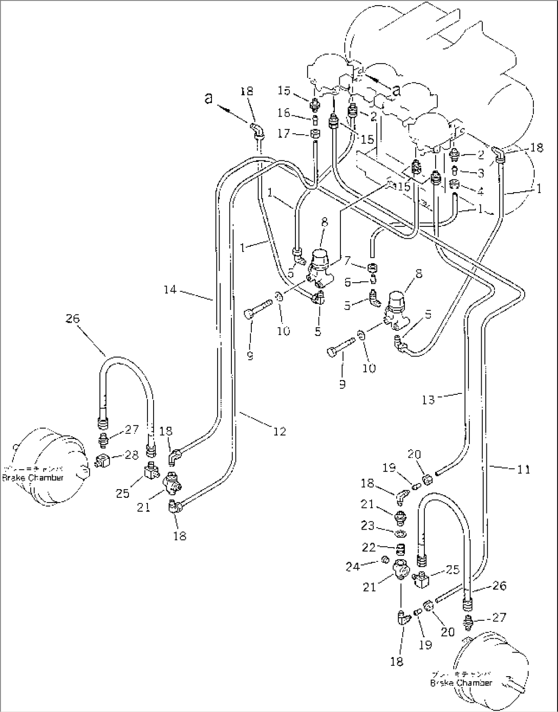 AIR PIPING (RELAY VALVE TO BRAKE CHAMBER) (FOR DRUM TYPE FRONT BRAKE)