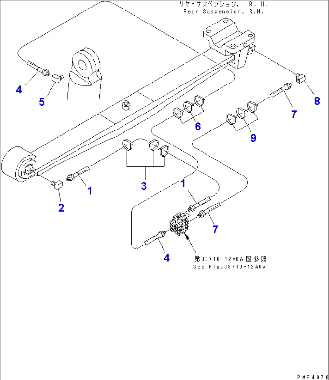 LUBRICATION PIPING (GREASE REAR PIPING¤ R.H.) (1/3)(#53086-53105)