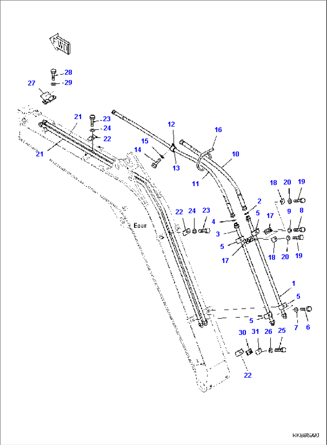 BOOM, 2-ATTACHMENT, PIN, ARM AND BUCKET CYLINDER PIPING