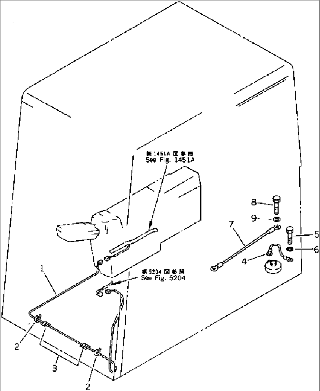 WIRING IN CAB (WIPER MOTOR AND GROUND CONNECTION) (FOR LONG LEVER CONTROL) (#57469-57492¤58019-)