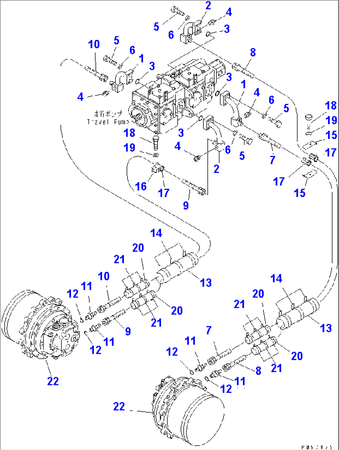 HYDRAULIC PIPING (TRAVEL MOTOR REVOLUTION LINE)