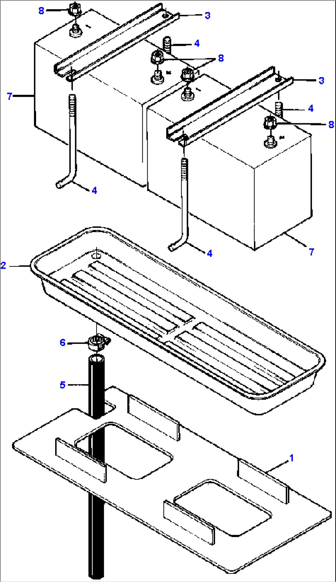 BATTERIES AND MOUNTING S/N 8008 AND UP
