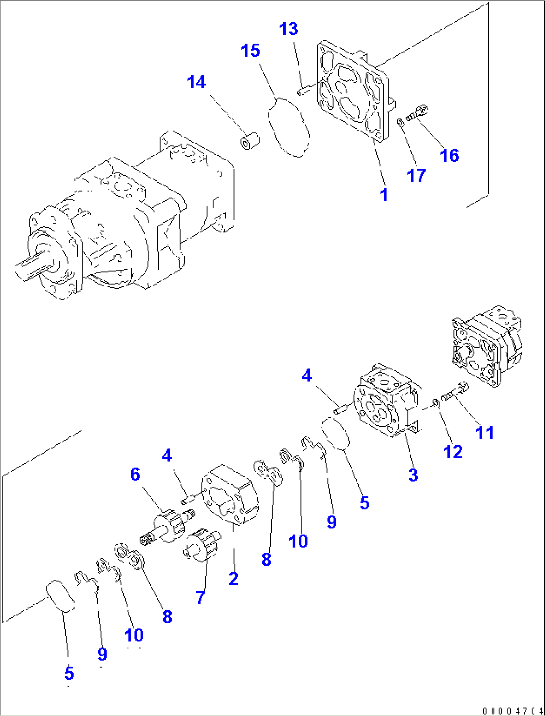 HYDRAULIC PUMP (TORQUE CONVERTER¤ TRANSMISSION¤ PPC¤ BRAKE) (3/4) (SOUND PACKAGE SPEC.)