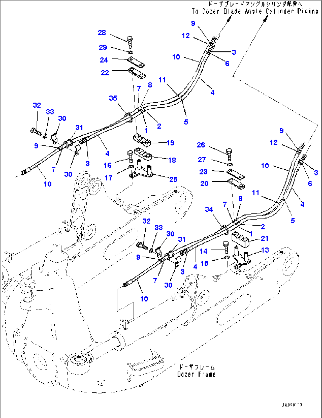 Dozer Hydraulic Piping, Angle Cylinder Piping (#B60001-)