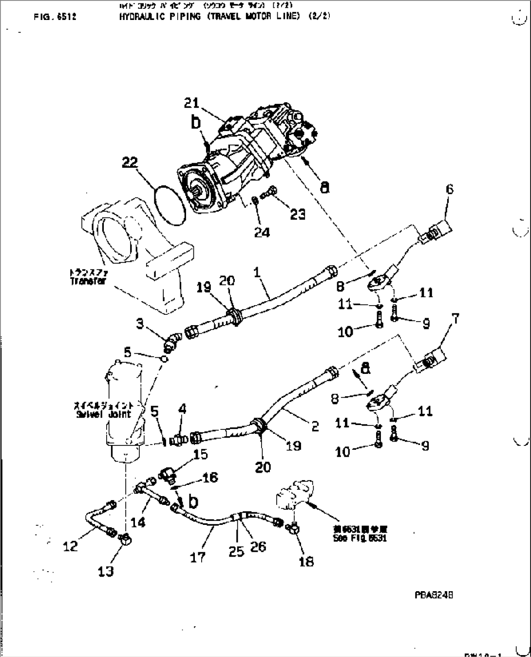 HYDRAULIC PIPING (TRAVEL MOTOR LINE) (2/2)