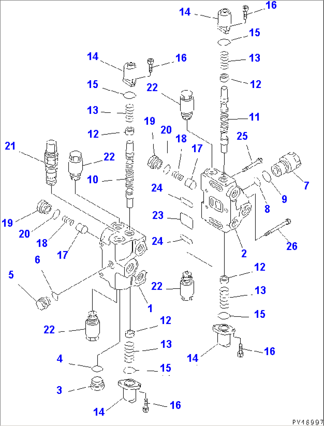 ADDITIONAL 2-SPOOL CONTROL VALVE (1/2)(#50001-)