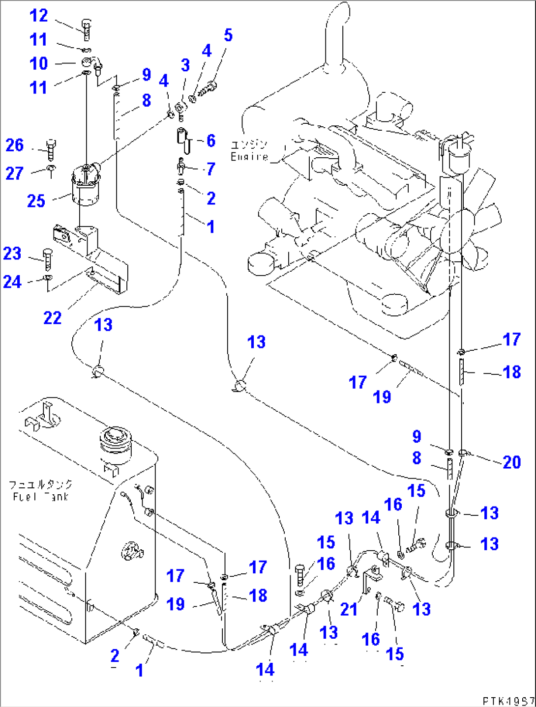FUEL LINE (WITH ADDITIONAL FUEL FILTER) (EXCEPT JAPAN)(#52374-58000)