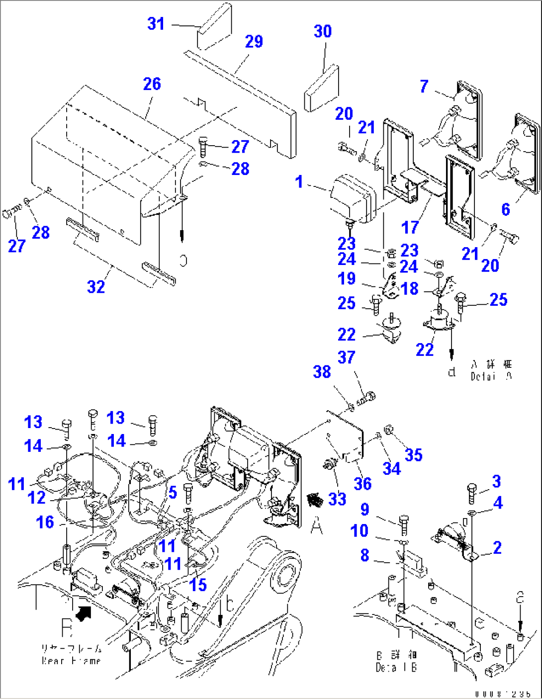 REAR LAMP (BACK-UP ALARM AND INCLINATION SENSOR)(#2611-)