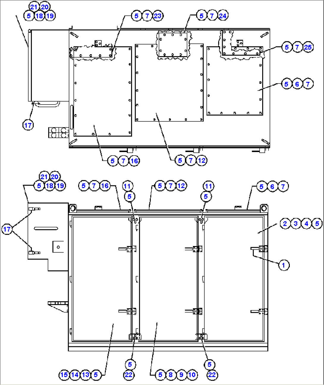 CONTROL CABINET (FRONT & TOP VIEW)