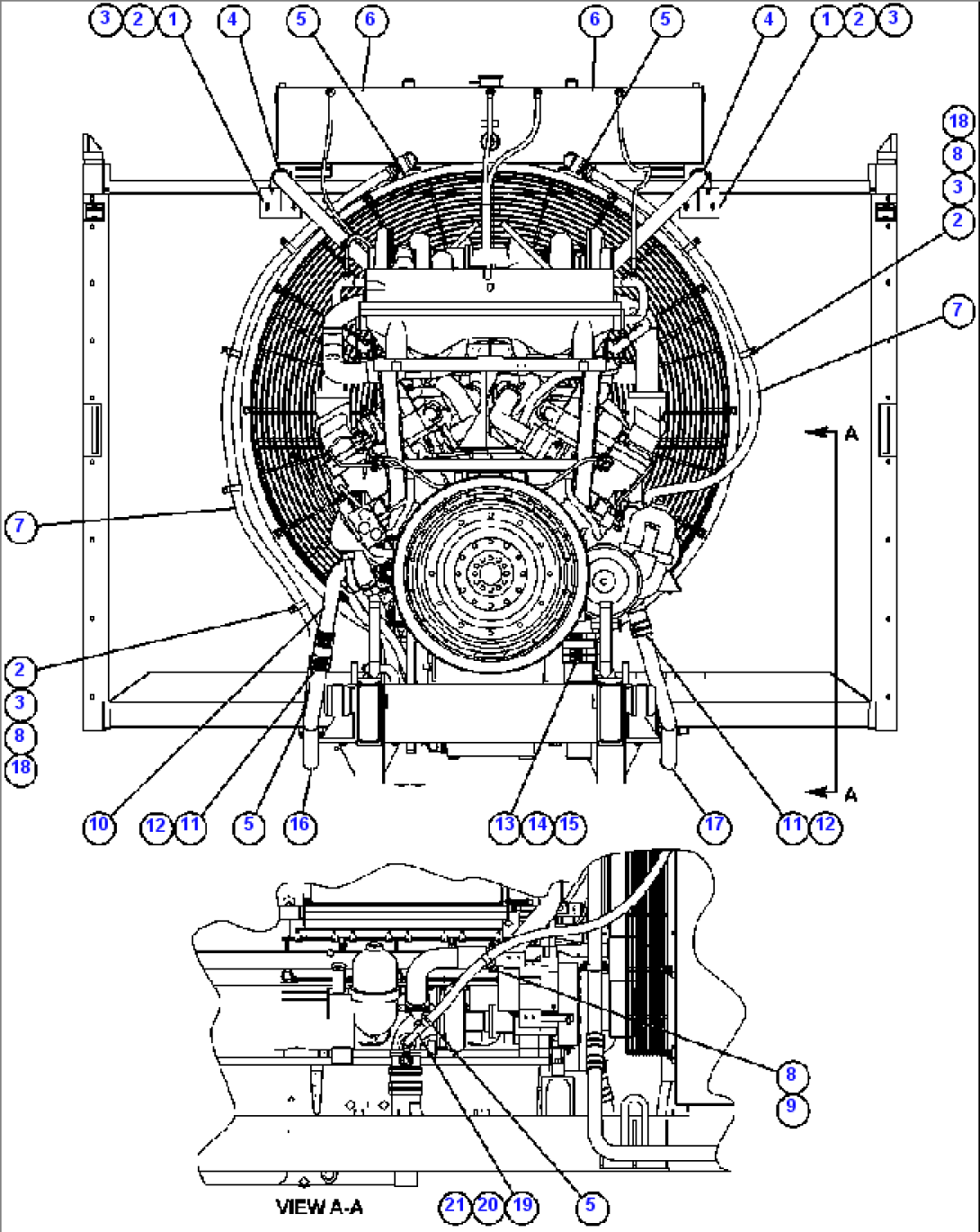 RADIATOR PIPING (REAR VIEW)