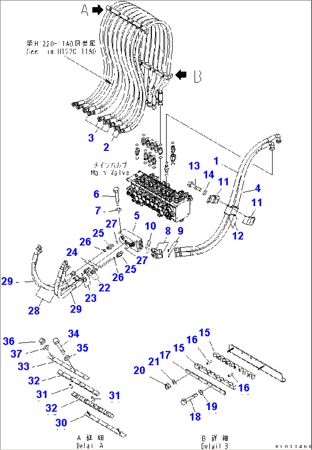 WORK EQUIPMENT LINE (REVOLVING FRAME SIDE) (FOR 2-PIECE BOOM)