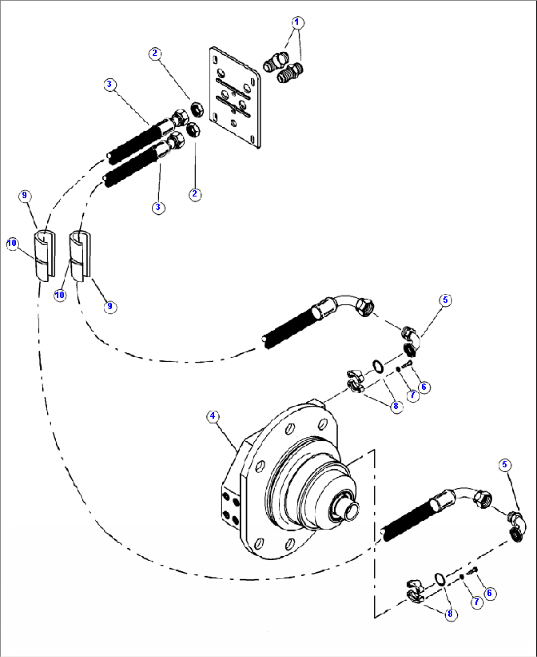 P1003-01A0 TRACK DRIVE PIPING BULKHEAD TO RIGHT FINAL DRIVE MOTOR