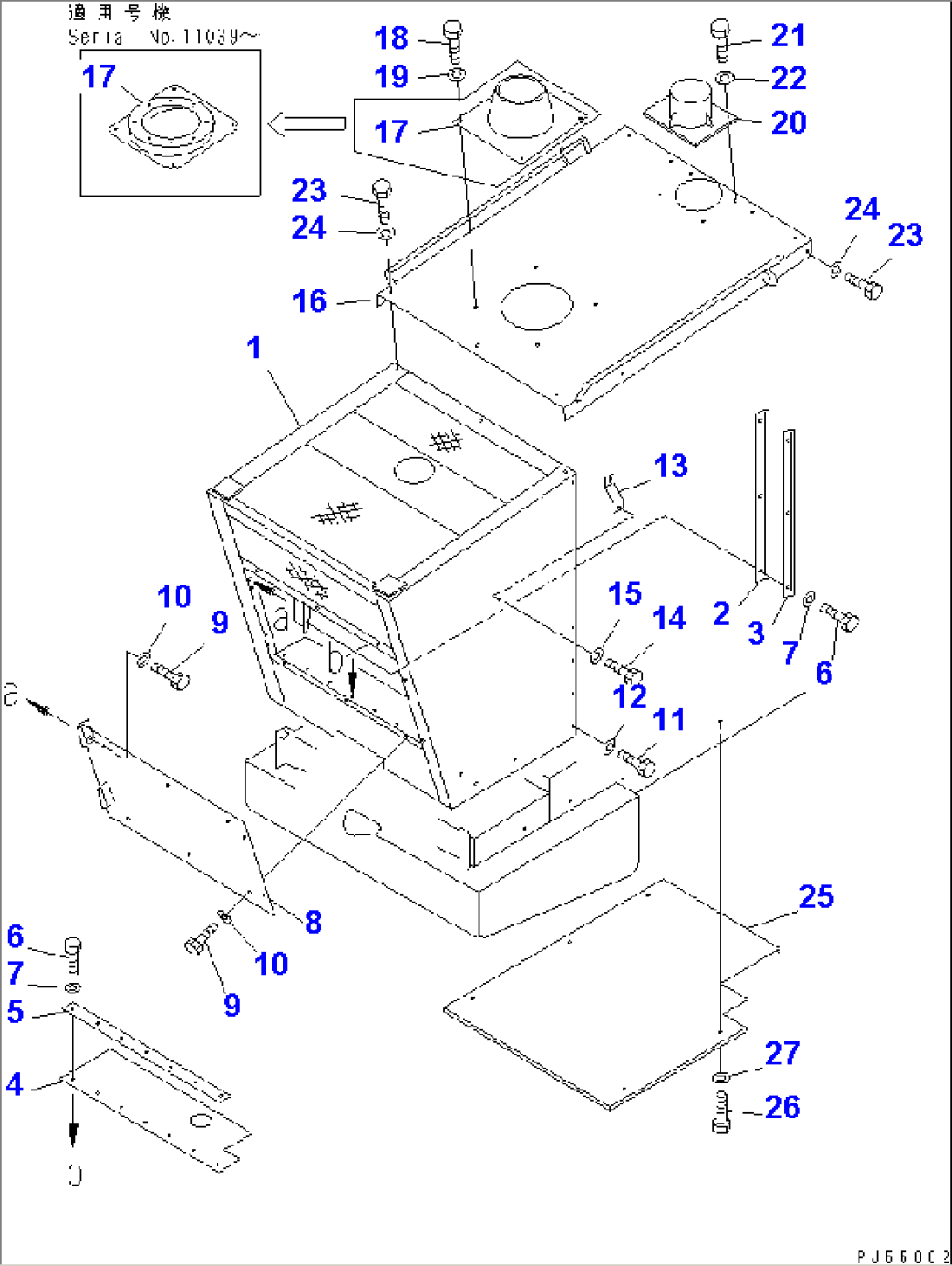 RADIATOR GUARD AND ENGINE HOOD(#11004-11062)