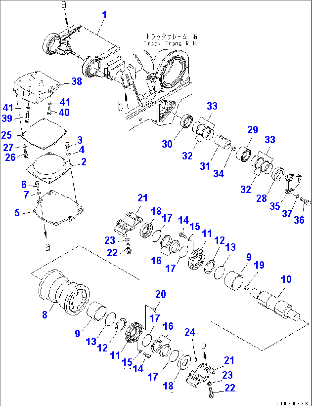 TRACK FRAME (REAR BOGIE AND TRACK ROLLER) (SINGLE) (R.H.)(#30001-)