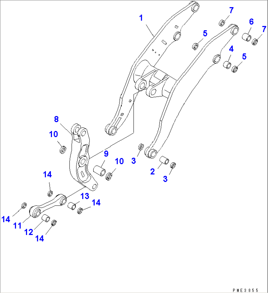 LIFT ARM AND BELLCRANK (WITH AUTO GREASE)