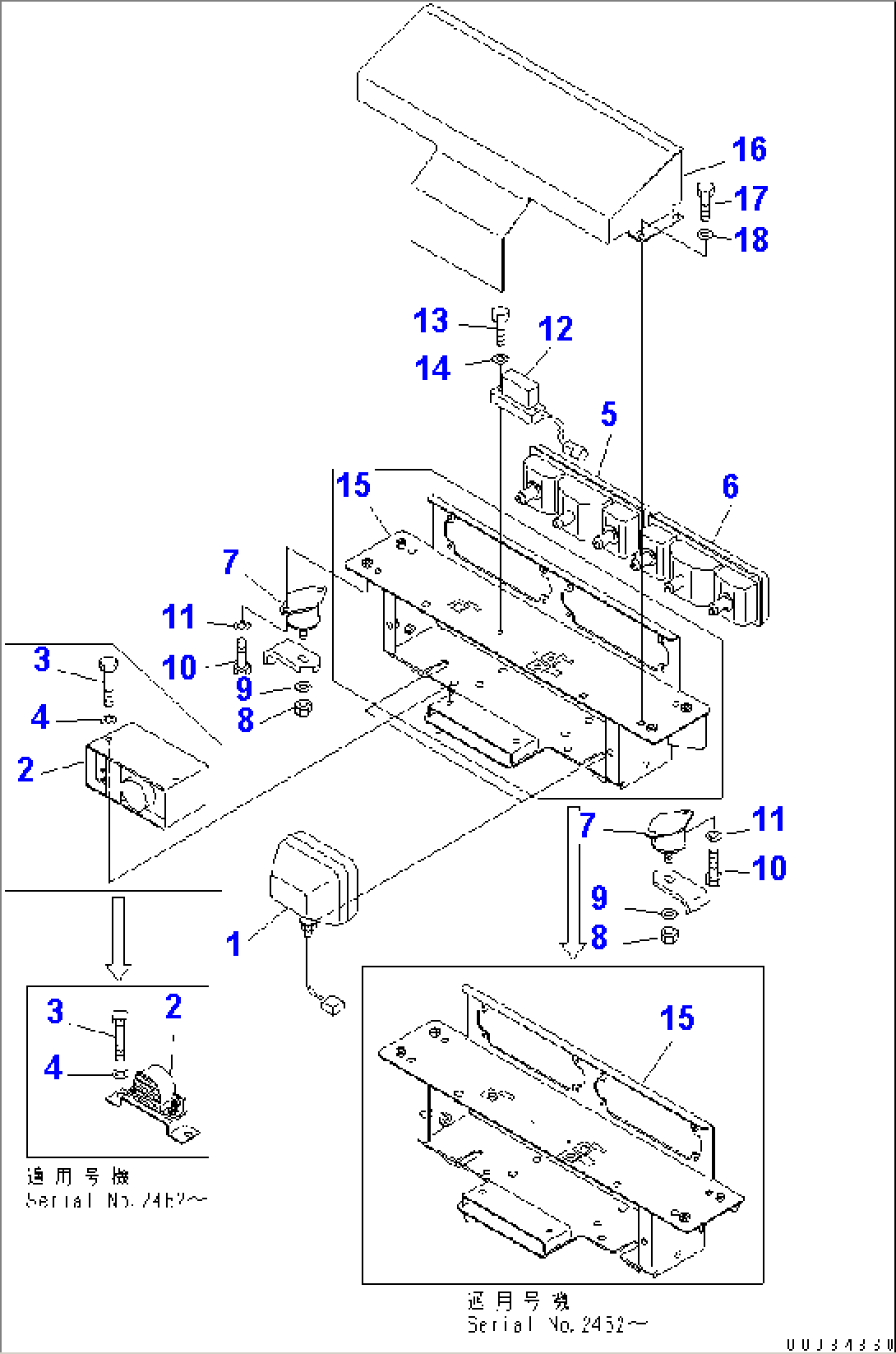 REAR LAMP¤ BACK-UP ALARM AND INCLINATION SENSOR (FOR REAR VIEW TV MONITOR)(#2001-)