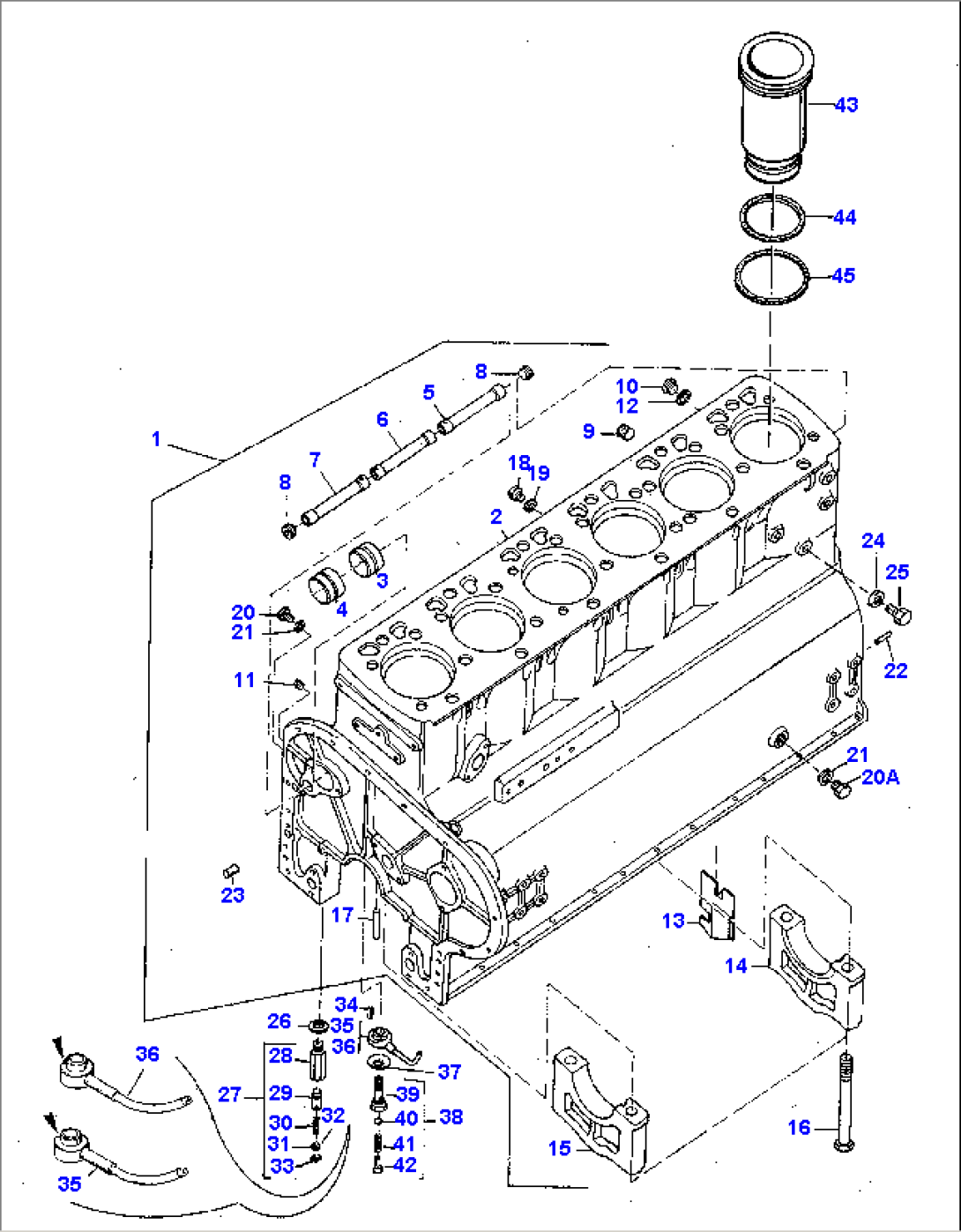 CYLINDER BLOCK AND ATTACHING PARTS