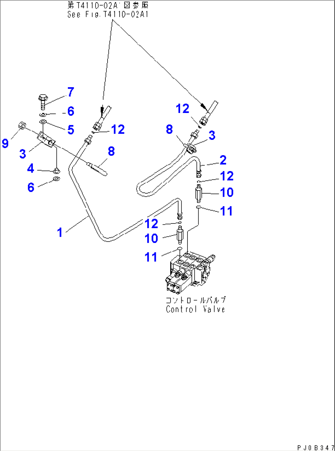 FRONT FRAME (2/2) (PIPING) (FOR 3-SPOOL CONTROL VALVE)