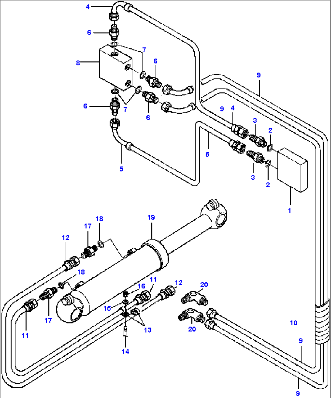 FIG. H5110-02A11 DRAWBAR SIDE SHIFT ACTUATOR LINES - R.H. AND L.H. 90° BLADE SUSPENSION