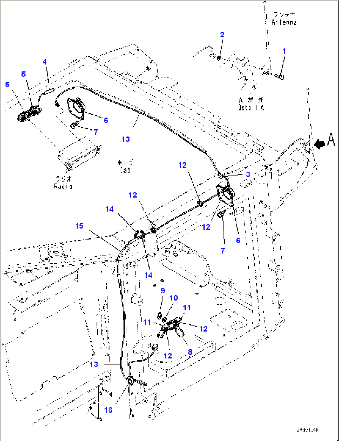Cab, Rubber Antenna Mounting and Speaker (#10001-)