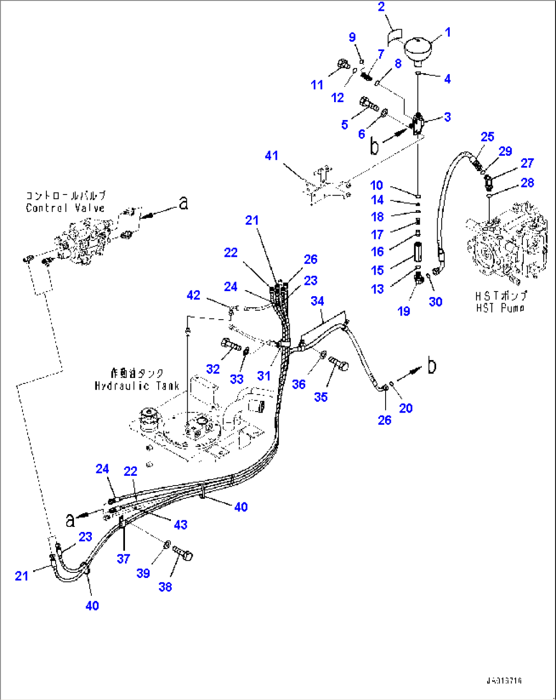 Hydraulic Piping, Work Equipment Control Proportional Pressure Control (PPC) Piping (2/2) (#75053-)