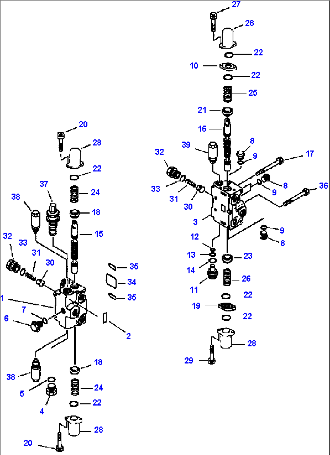 FIG. H4200-01A1 TWO-SPOOL HYDRAULIC CONTROL VALVE - VALVE ASSEMBLY