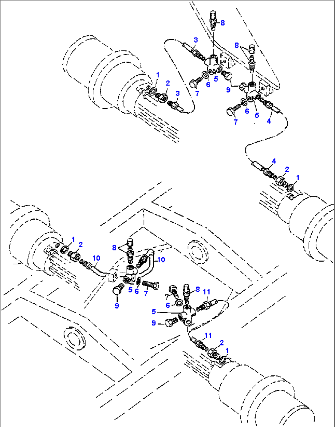 BRAKE PIPING FOR FRONT AND REAR AXLE