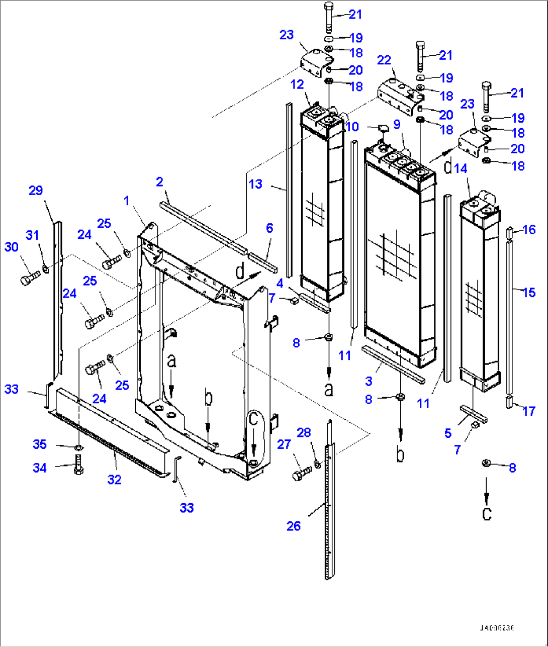 Cooling System, Radiator Core and Aftercooler (#1001-)