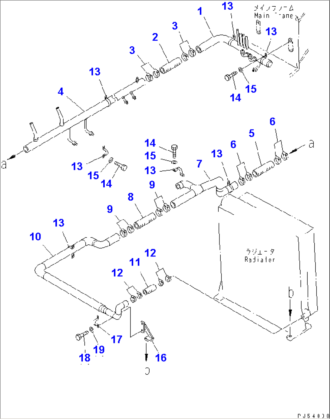 HYDRAULIC PIPING (OIL COOLER LINE) (1/2)(#11003-11044)