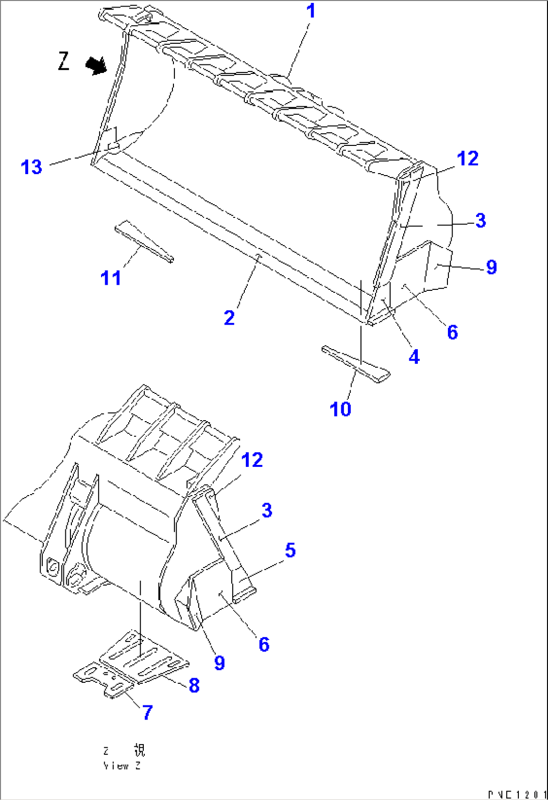 BUCKET¤ 10.5M3 (WITHOUT TOOTH)(#10501-)
