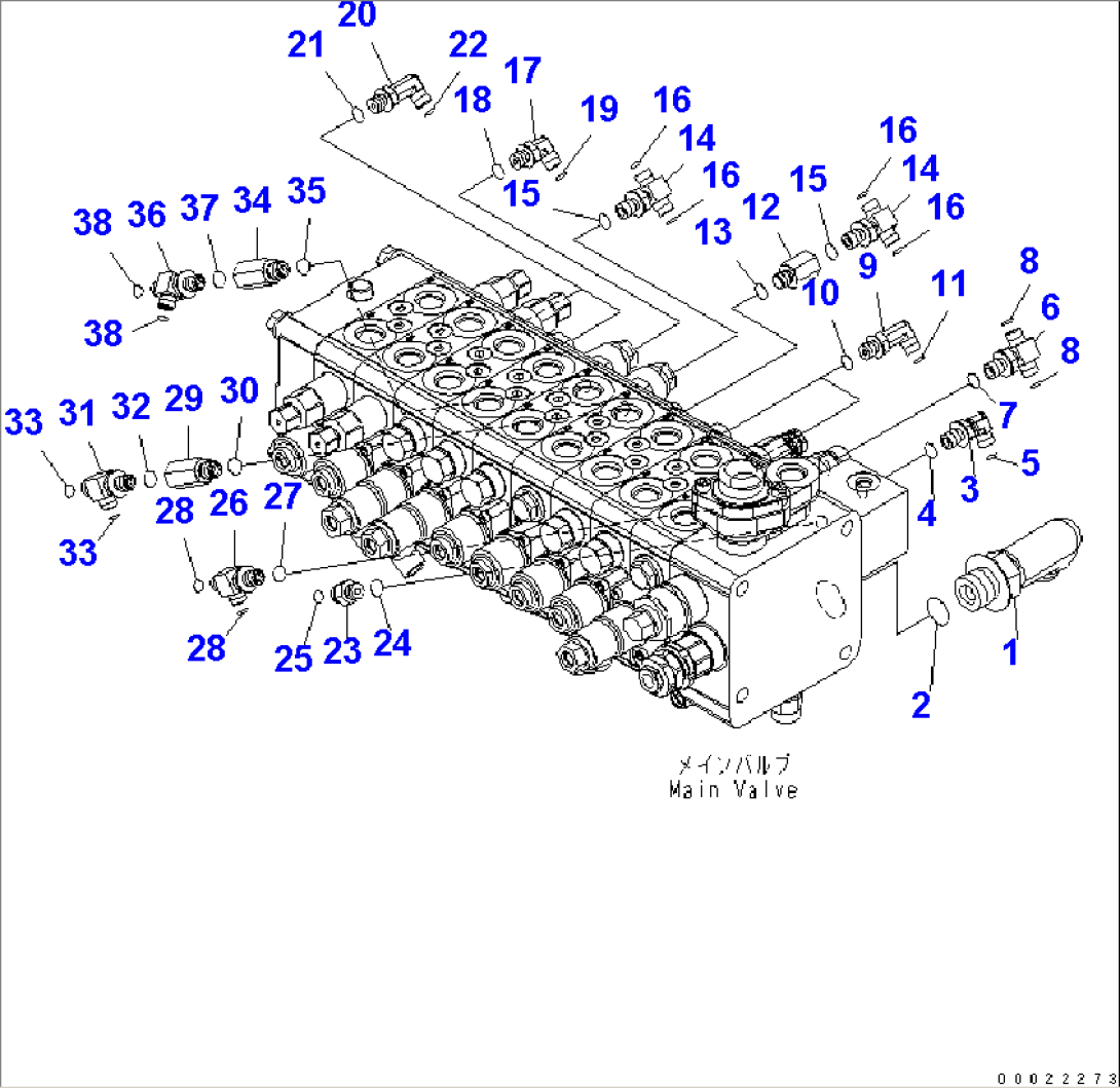 MAIN VALVE CONNECTING PARTS (2/4) (FOR 2-PIECE BOOM WITH 2 ATT.)