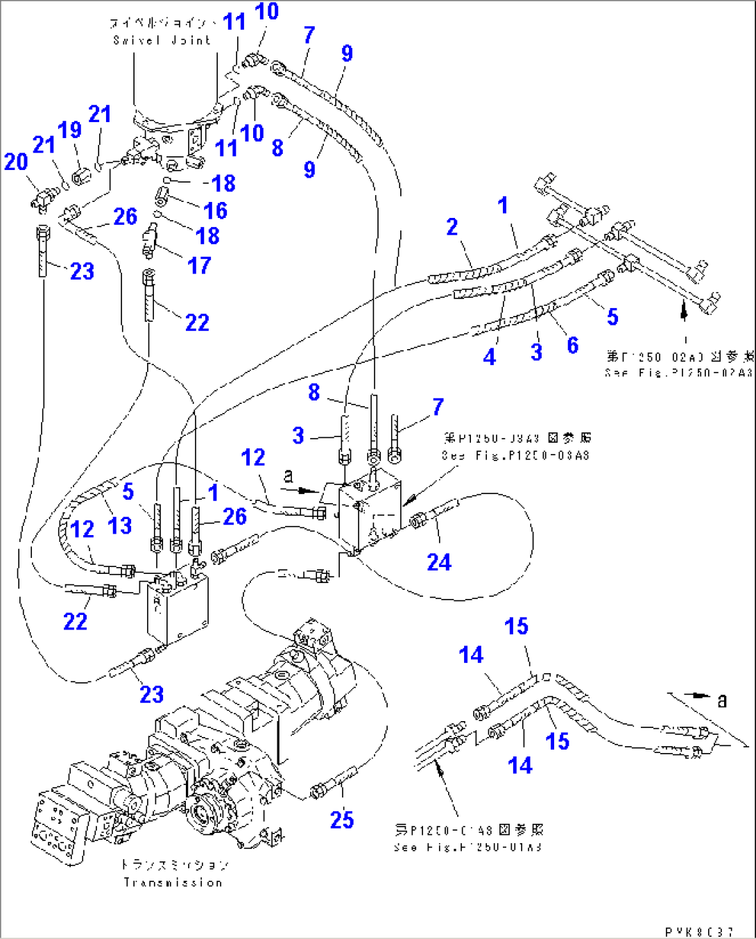 FRONT DOZER AND REAR OUTRIGGER PIPING (4/4)