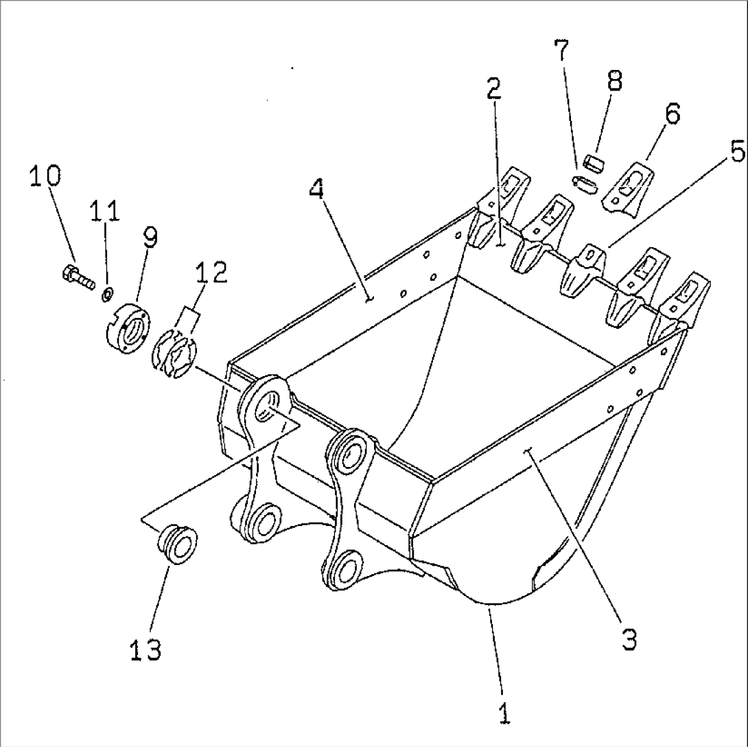BUCKET¤ 0.9M3 (CECE 0.8M3)¤ 1200MM (VERTICAL PIN TYPE) (WITH ADJUSTER)